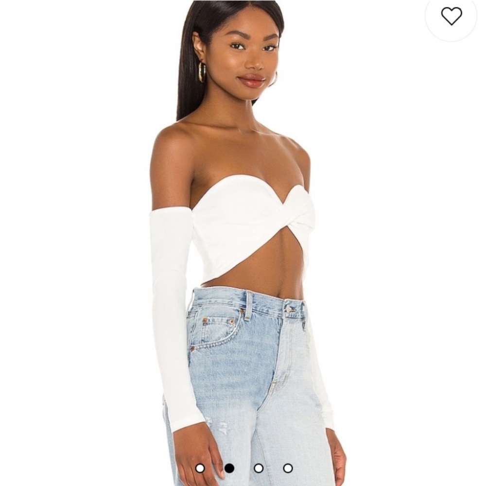 Revolve Superdown White Off Neck Twist Top - image 3